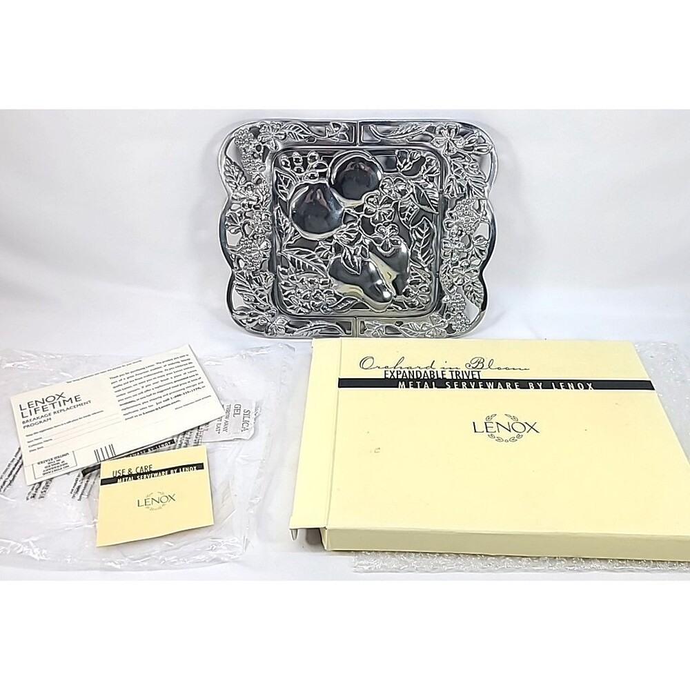 Lenox Metal Expandable Trivet Orchards in Bloom Fruit-Themed With Floral Design